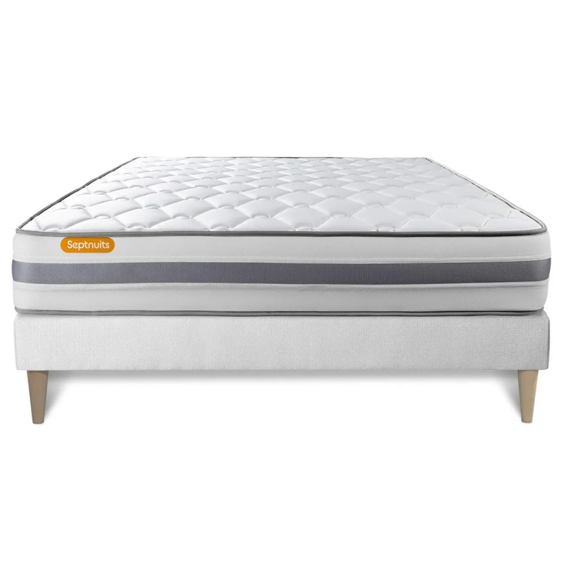 Septnuits Matelas sommier kit blanc Memo Spring Ressorts ensaches MAXI épaisseur Discount