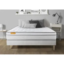Septnuits Matelas sommier kit blanc Memo Luxe Ressorts ensaches memoire de forme MAXI epaisseur Online