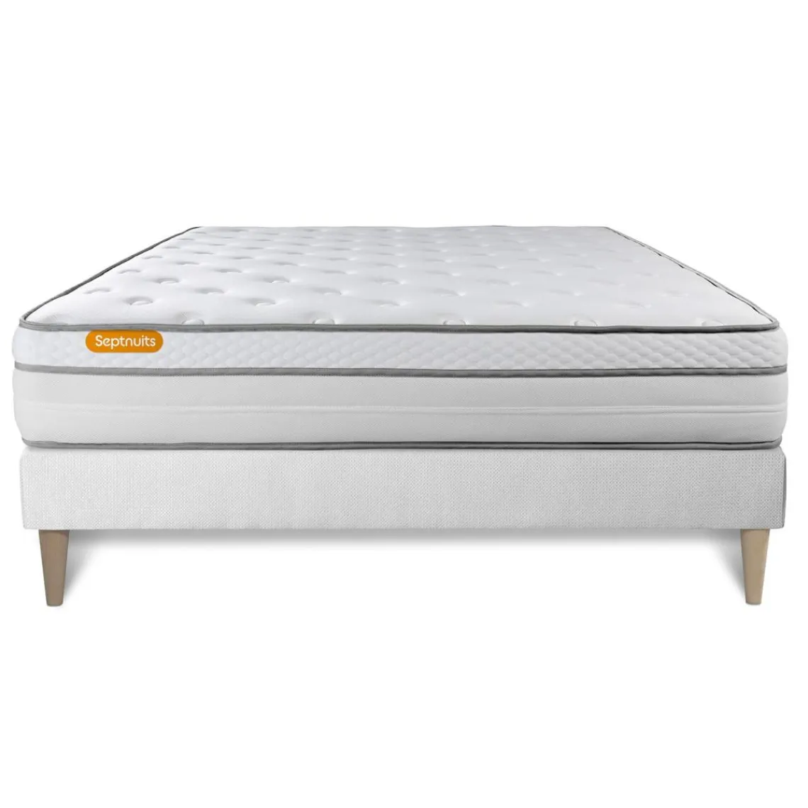 Septnuits Matelas sommier kit blanc Memo Luxe Ressorts ensaches memoire de forme MAXI epaisseur Online