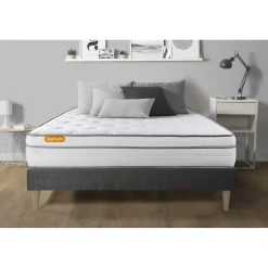 Septnuits Matelas sommier kit gris Memo Luxe Ressorts ensaches memoire de forme MAXI epaisseur Outlet