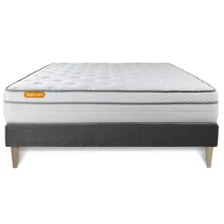 Septnuits Matelas sommier kit gris Memo Luxe Ressorts ensaches memoire de forme MAXI epaisseur Outlet