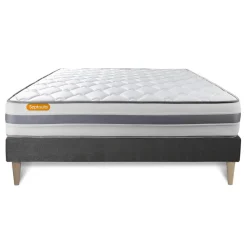 Septnuits Matelas sommier kit gris Memo Spring Ressorts ensaches MAXI épaisseur Outlet