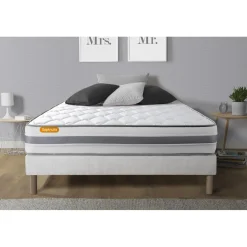 Septnuits Matelas sommier Memo Spring Ressorts ensaches 3 zones de confort MAXI epaisseur Clearance