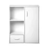 Calicosy Meuble à 4 cases avec 1 porte et 1 tiroir en bois blanc Sale
