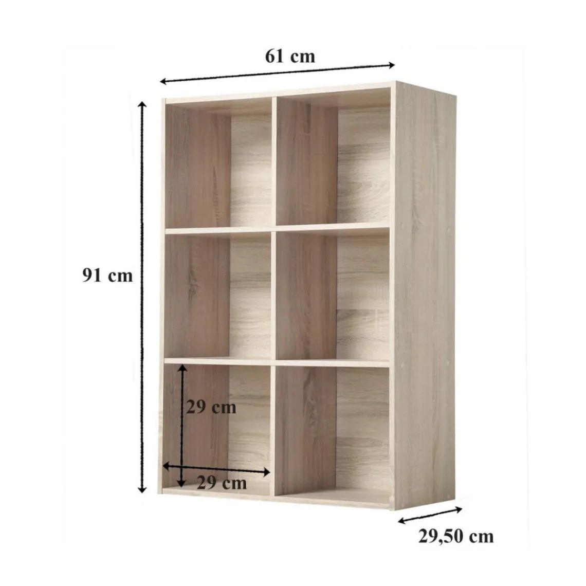 Calicosy Meuble à 6 cases en bois Beige