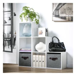 Calicosy Meuble à 3 cases en bois blanc Discount