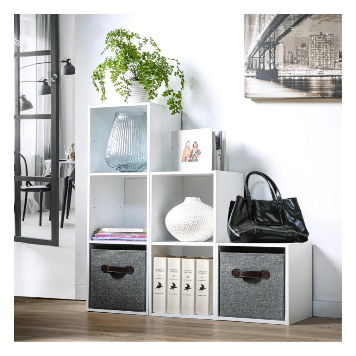 Calicosy Meuble à 3 cases en bois blanc Discount