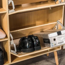 Nordlys Meuble à chaussures en rotin 2 tiroirs marron