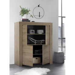 3S. x Home Meuble 4 portes en bois FIRENZE décor chene Best