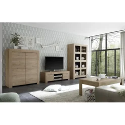 3S. x Home Meuble 4 portes en bois FIRENZE décor chene Best