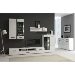 3S. x Home Meuble à étagères avec porte L38xH110cm Blanc brillant Discount