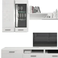 3S. x Home Meuble à étagères avec porte L38xH110cm Blanc brillant Discount