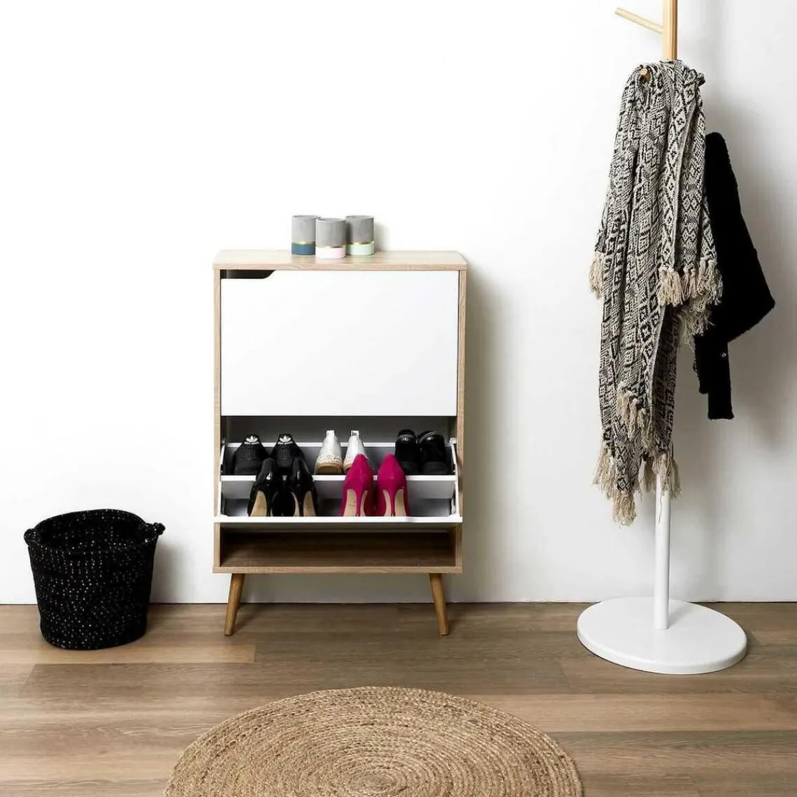 3S. x Home Meuble A Chaussures 2 Portes en Bois Discount