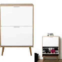 3S. x Home Meuble A Chaussures 2 Portes en Bois Discount