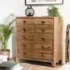 Macabane Meuble ANDRIAN 2 Tiroirs 2 Portes Avec Deco Faux Tiroirs Bois Pin Recyclé Discount