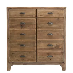 Macabane Meuble ANDRIAN 2 Tiroirs 2 Portes Avec Deco Faux Tiroirs Bois Pin Recyclé Discount