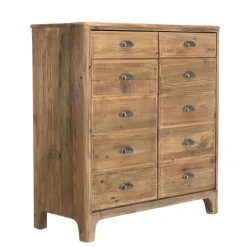 Macabane Meuble ANDRIAN 2 Tiroirs 2 Portes Avec Deco Faux Tiroirs Bois Pin Recyclé Discount