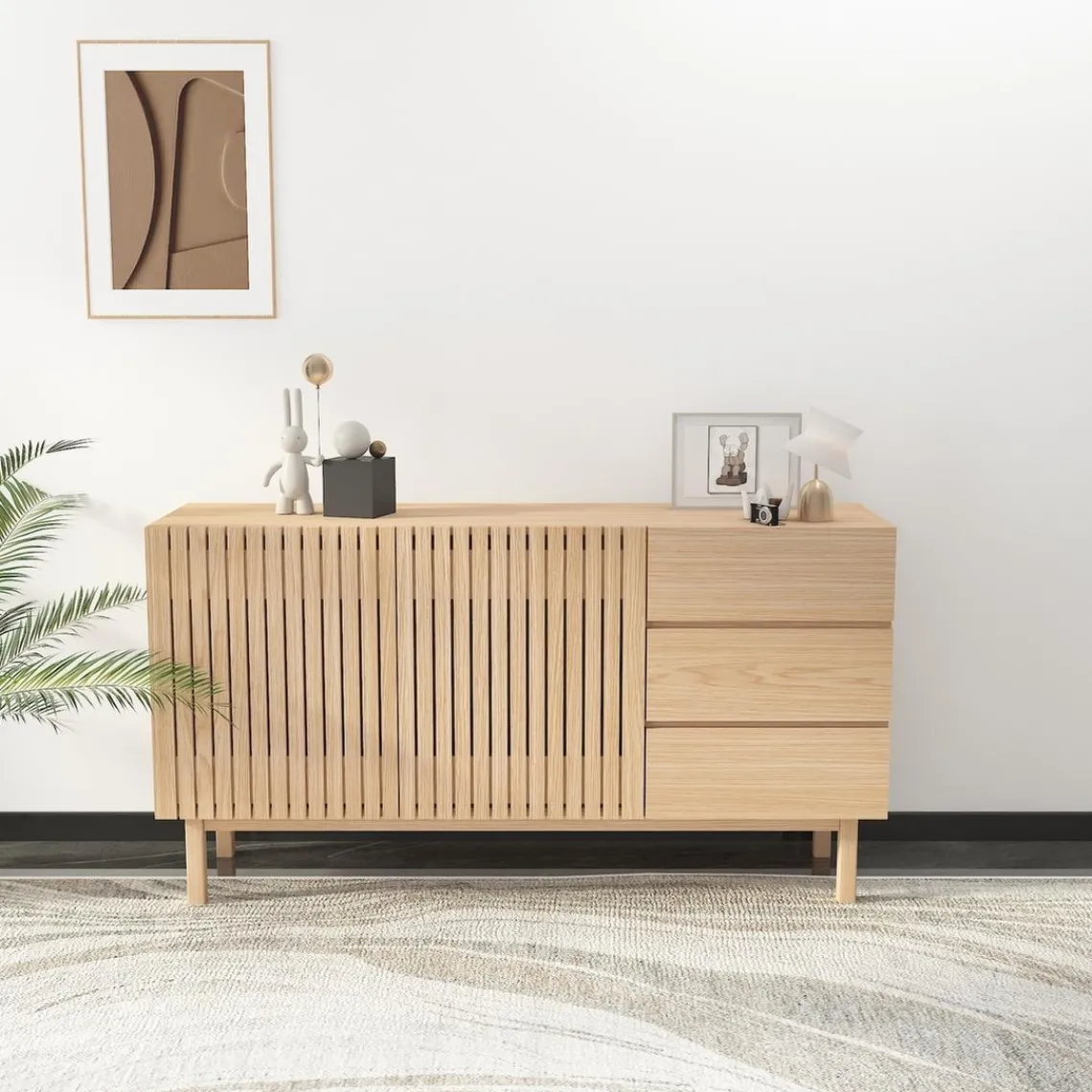 Zago Meuble bas 2 portes 3 tiroirs naturel Beige Online