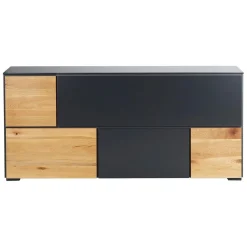 Zago Meuble bas 5 portes chêne naturel et laqué anthracite Beige Clearance