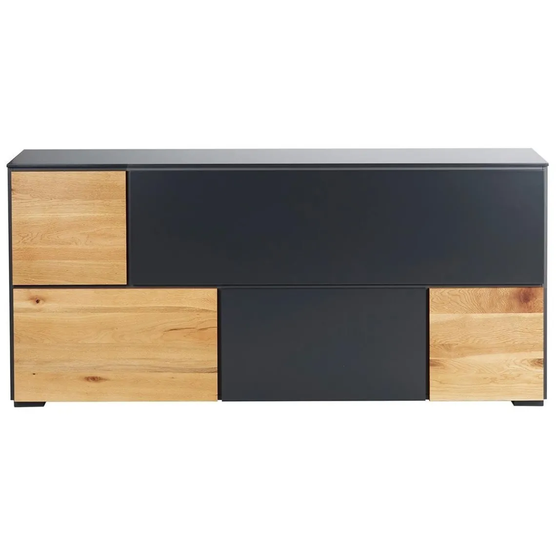 Zago Meuble bas 5 portes chêne naturel et laqué anthracite Beige Clearance