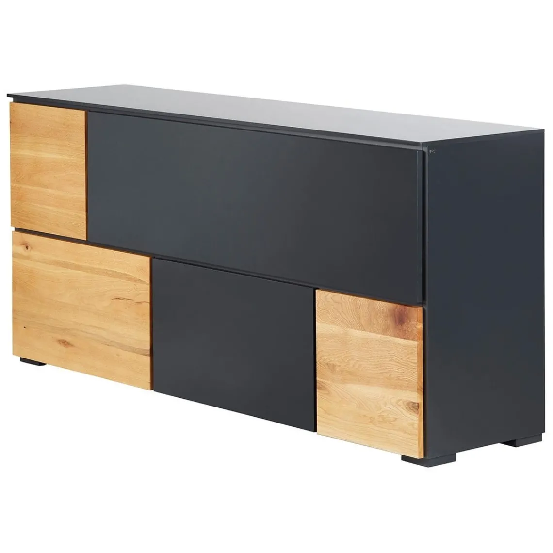 Zago Meuble bas 5 portes chêne naturel et laqué anthracite Beige Clearance