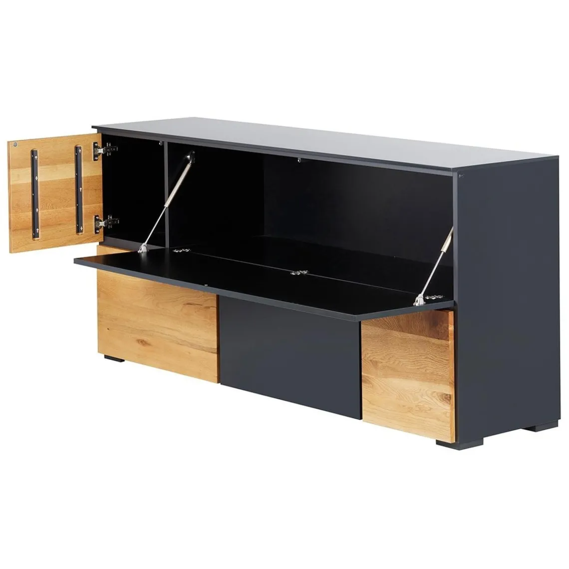 Zago Meuble bas 5 portes chêne naturel et laqué anthracite Beige Clearance