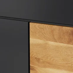 Zago Meuble bas 5 portes chêne naturel et laqué anthracite Beige Clearance