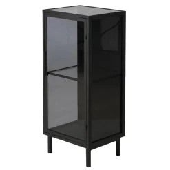 Zago Meuble bas métal noir et verre fumé New