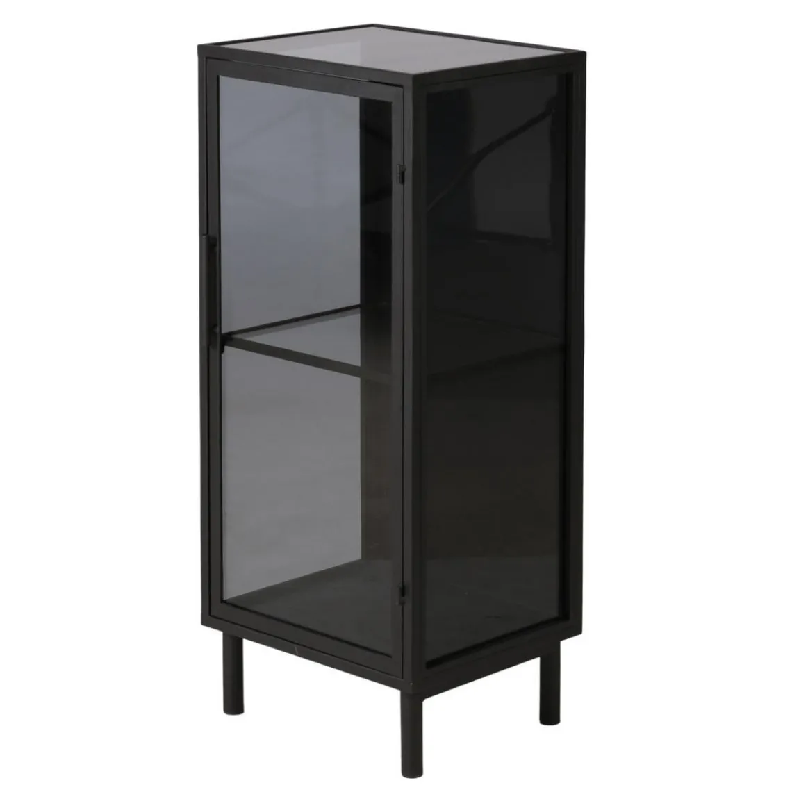 Zago Meuble bas métal noir et verre fumé New