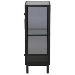 Zago Meuble bas métal noir et verre fumé New