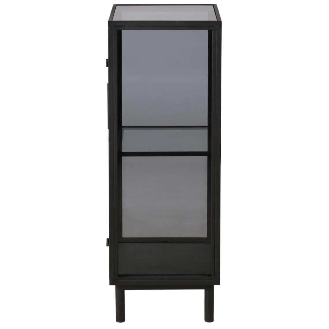 Zago Meuble bas métal noir et verre fumé New