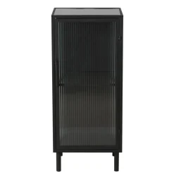 Zago Meuble bas métal noir et verre fumé New