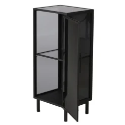 Zago Meuble bas métal noir et verre fumé New