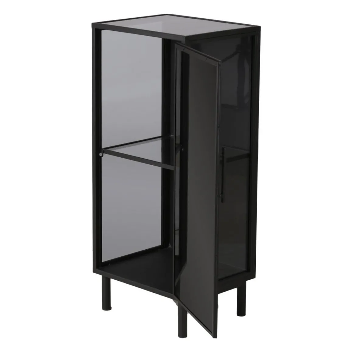 Zago Meuble bas métal noir et verre fumé New