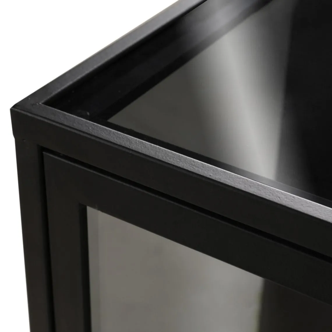 Zago Meuble bas métal noir et verre fumé New