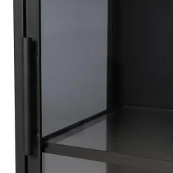 Zago Meuble bas métal noir et verre fumé New