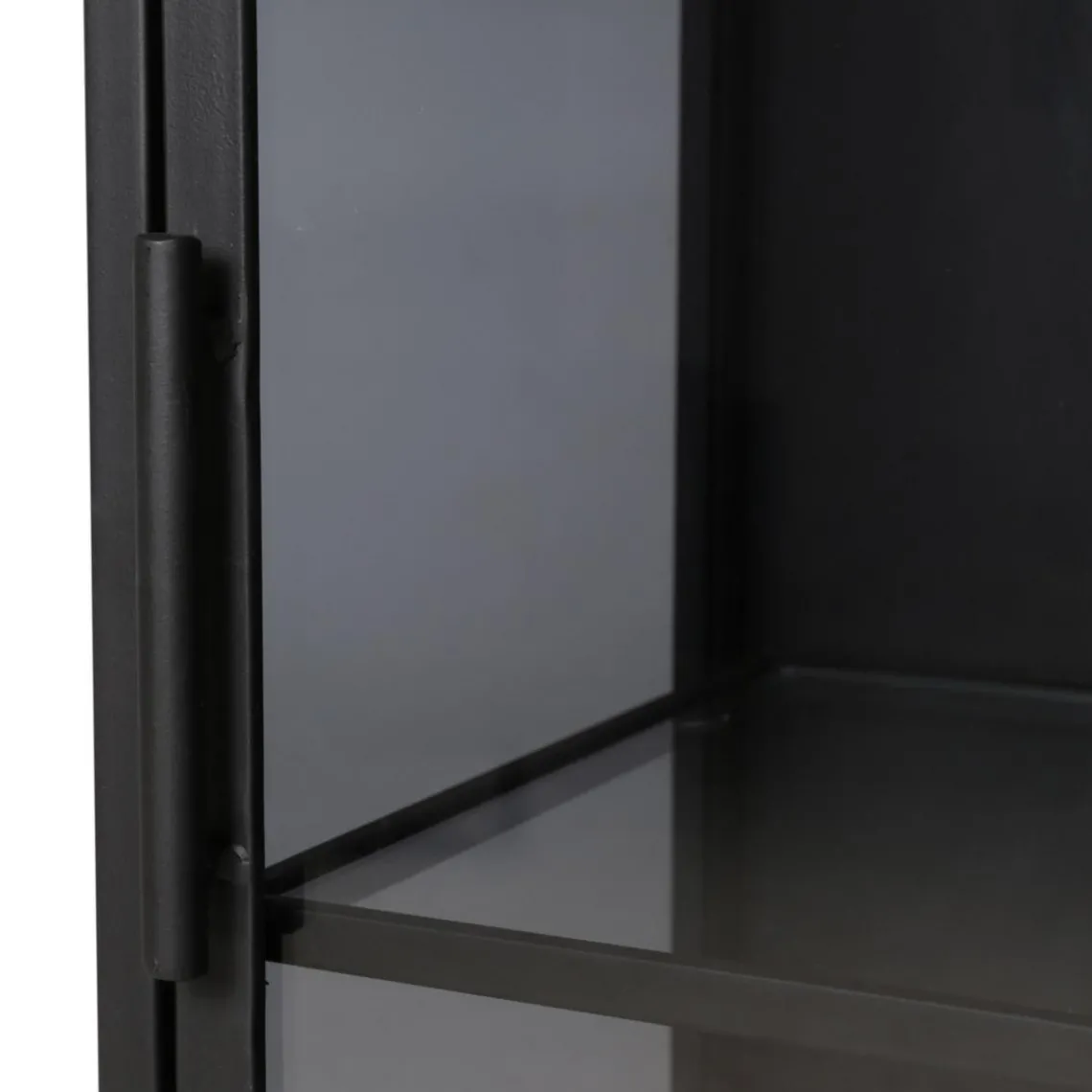 Zago Meuble bas métal noir et verre fumé New