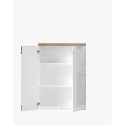 3S. x Home Meuble de bureau bas 2 portes 2 étagères avec serrure à clé poigné métal EASY Clearance