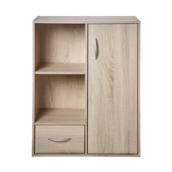 Calicosy Meuble de rangement à 4 cases 1 porte et 1 tiroir Beige Best