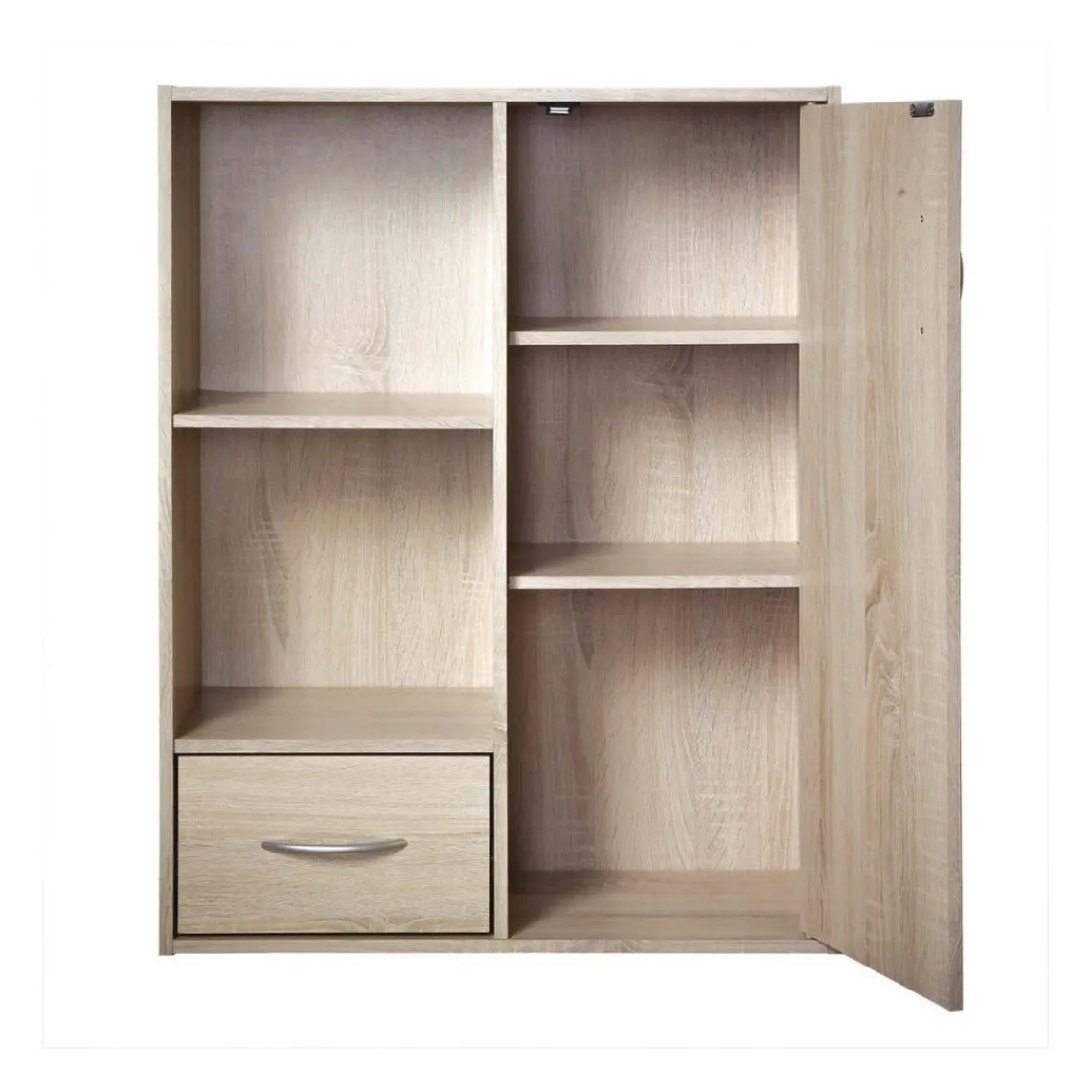 Calicosy Meuble de rangement à 4 cases 1 porte et 1 tiroir Beige Best