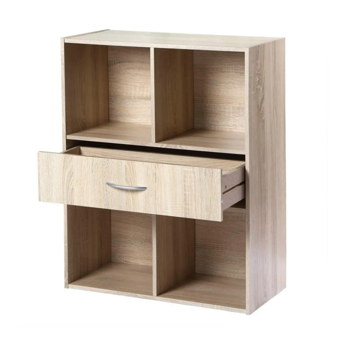 Calicosy Meuble de rangement à 4 cases avec 1 tiroir Beige Discount