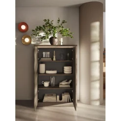 3S. x Home Meuble de rangement 4 portes ISCHIA avec éclairage LED intégré New