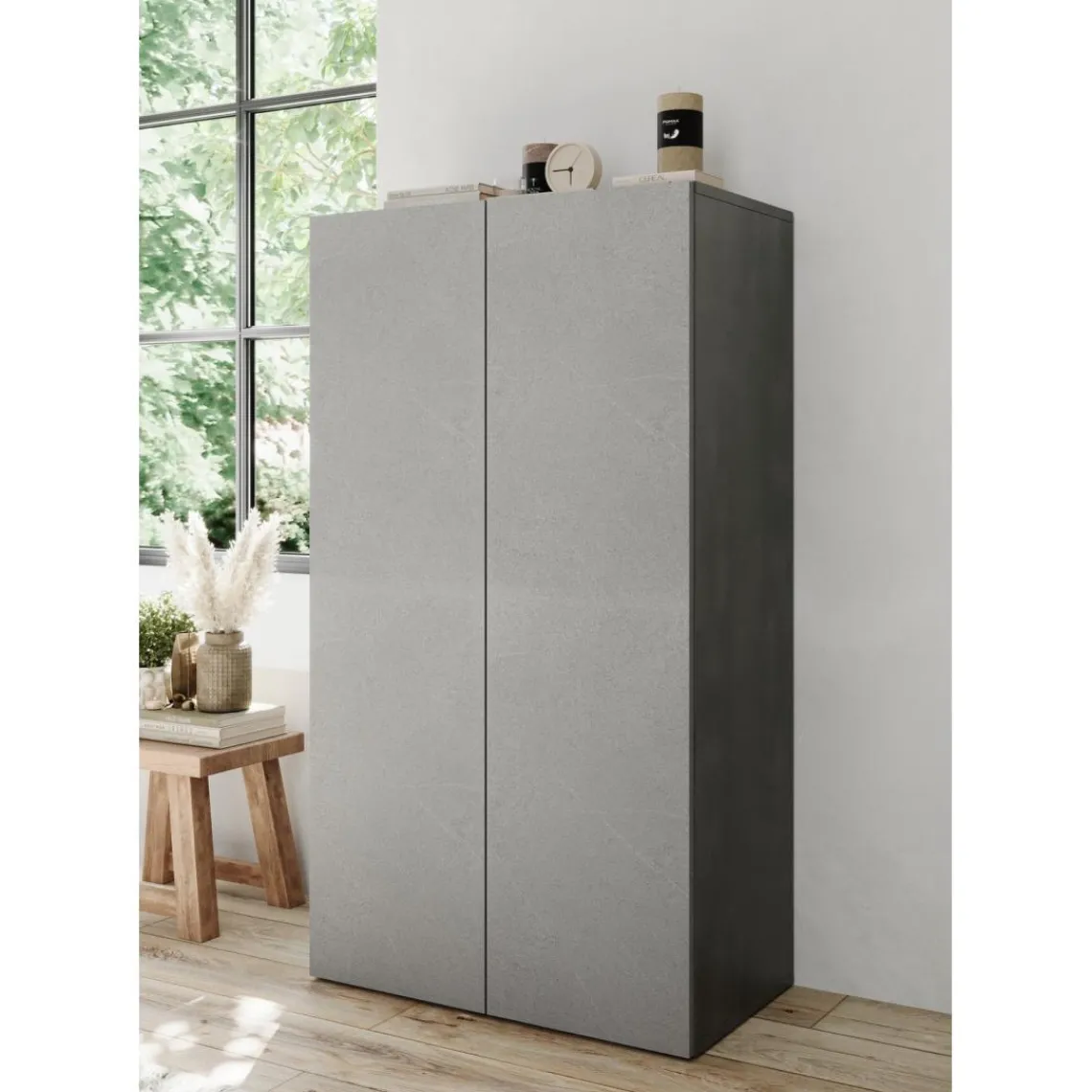 3S. x Home Meuble de rangement 2 portes 6 étagères reglable New