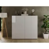 3S. x Home Meuble de rangement 2 portes RIO blanc laqué brillant Hot