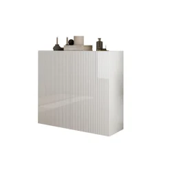 3S. x Home Meuble de rangement 2 portes RIO blanc laqué brillant Hot