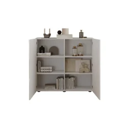 3S. x Home Meuble de rangement 2 portes RIO blanc laqué brillant Hot