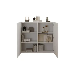 3S. x Home Meuble de rangement 2 portes RIO blanc laqué brillant Hot