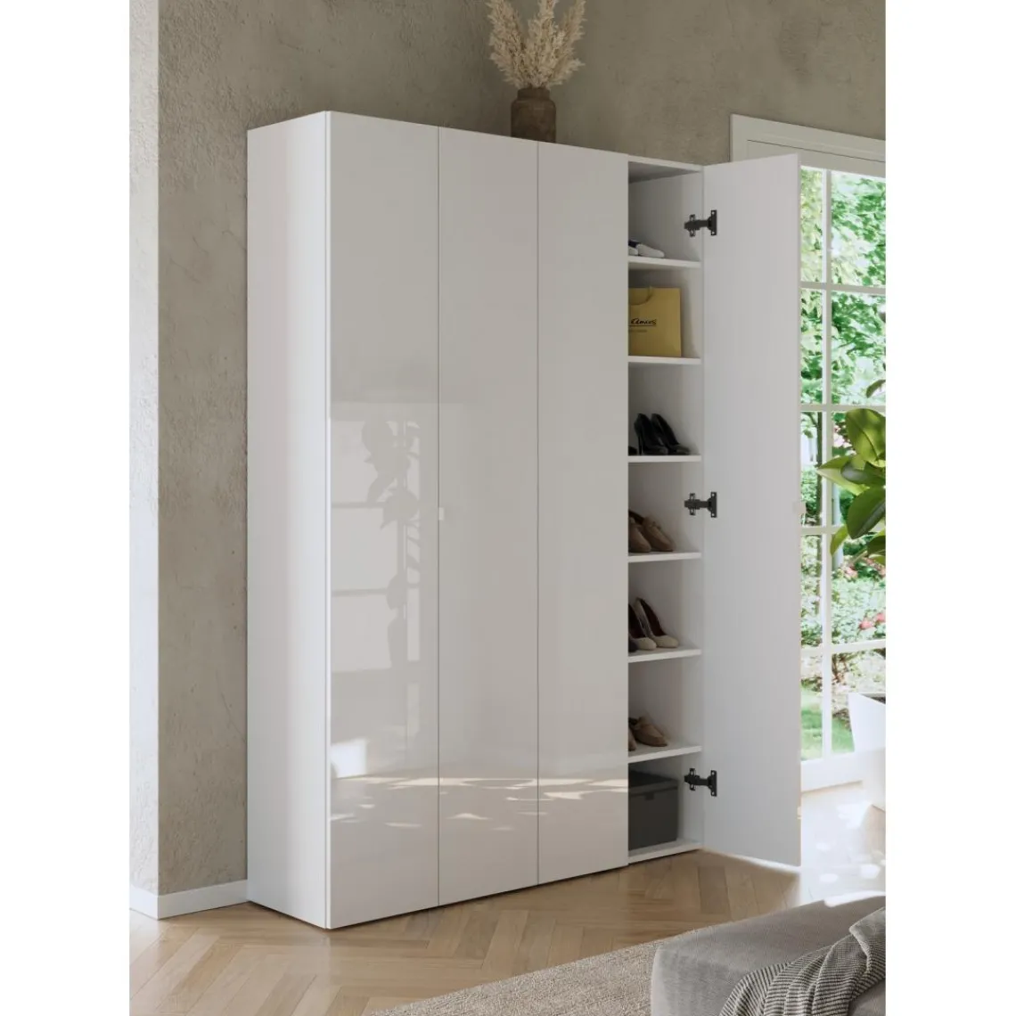 3S. x Home Meuble de rangement 4 portes 5 étagères reglable Hot