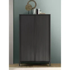 3S. x Home Meuble de rangement 4 portes chene noir Best