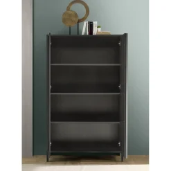 3S. x Home Meuble de rangement 4 portes chene noir Best